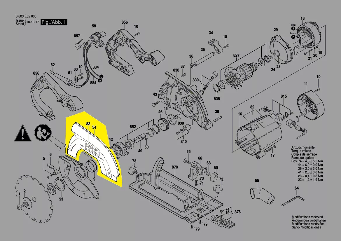 Capot de protection lame réf. 1 609 203 Y50